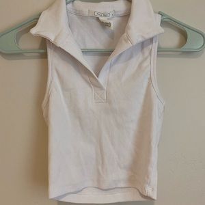 Full Tilt Collared White Crop Top Tank!